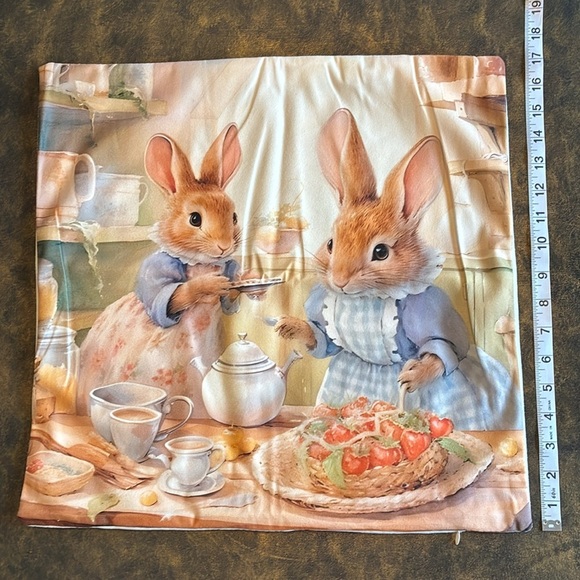 NEW Beatrix Potter Peter Rabbit inspired tea party throw pillow cover nursery - Picture 3 of 13